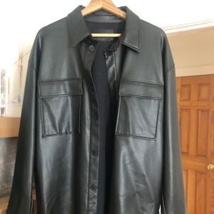 Oak and Fort Black oversized vegan leather jacket
